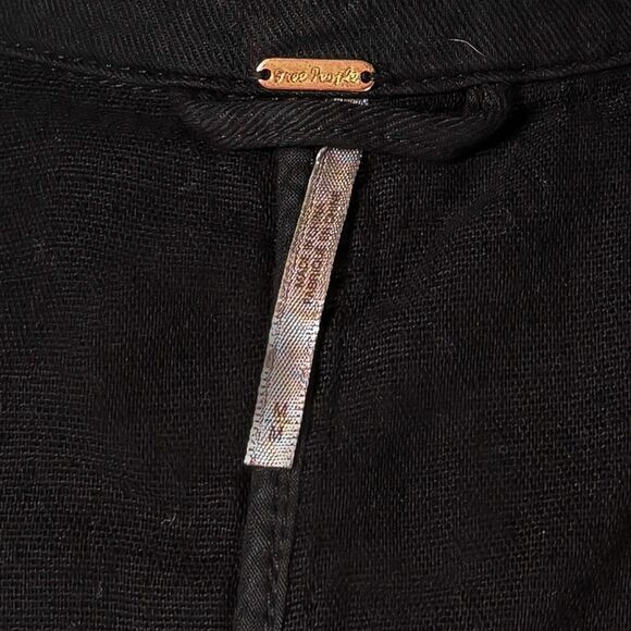 Free People Women's Blazer Black Double Breasted Gold Button Military Jacket M - Picture 3 of 9